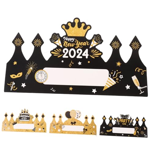 Toyvian 4 Stück Neujahrs Party Kronenhüte Papierhüte mit Neujahrs Motiven und Glückwünschen Festliche Kopfbedeckung für Silvesterfeiern und Fotorequisiten von Toyvian