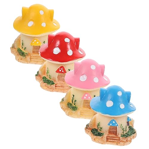 Toyvian 4 Stück Ornamente im Freien Feenhafte Gartenhäuser gartenfee schmuck Mini-Pilzstatue Figuren Home Decor wohnungsdeko bastelset Miniatur-Pilzstatuen Mikrolandschafts-Pilzdekore Harz von Toyvian