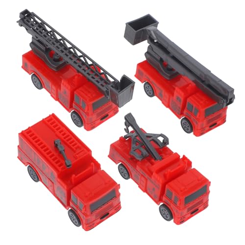 Toyvian 4 Stück Pull Back Feuerwehrauto Modell LKW Feuerwehrmann Traktor Feuerwehrauto Monster Truck Fahrzeug Feuerlöscher Feuerwehrmann Party Favors Motoren Abschleppwagen Abs von Toyvian