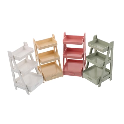 Toyvian 4 Stück Puppenhaus Blumendisplay Mehrfarbiges Miniatur Regal für DIY Mikro-Garten und Puppenhaus Dekoration von Toyvian