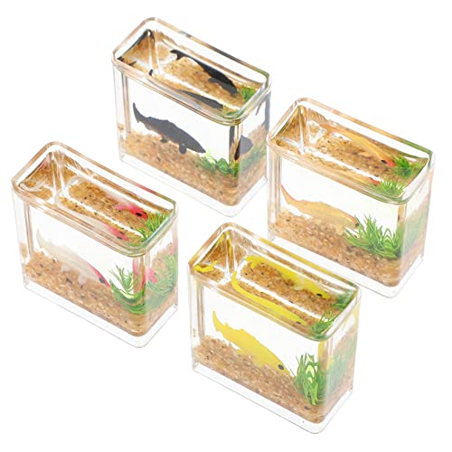 Toyvian 4 Stücke Miniatur Fisch Tanks Mini Dekorationen Mini Kunststoff Fisch Schalen Zufällige Farbe von Toyvian
