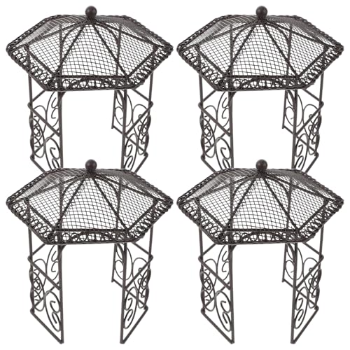 Toyvian 4 Stück Puppenhaus-Gartenpavillon-Statue, Miniatur-Eisenpavillon-Modell für Feengarten, Miniatur-Hausmöbel, Mikro-Landschaftszubehör von Toyvian