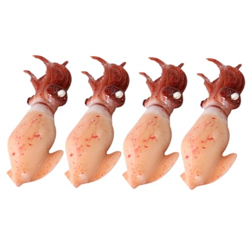Toyvian 4 Stück Simulation -Modell Simulations- -verzierung Meerestierfiguren Tierfiguren Künstlicher Calamari Tintenfischfigur Gefälschtes Essen PVC von Toyvian