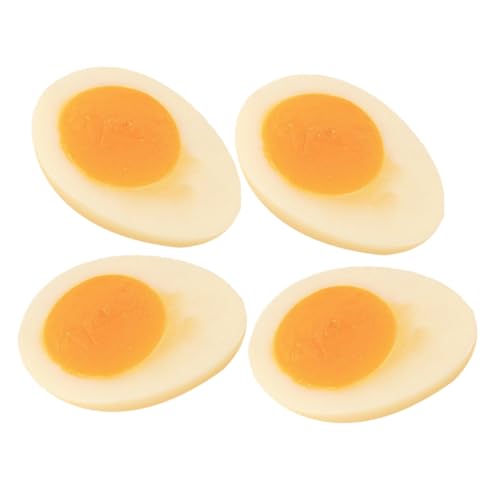 Toyvian 4 Stück Simulierte gekochte Eier falsches dekoratives Ei Modelle Lebensmittel Künstliche Ei-Requisiten Eiermodell für die Küche Essen Spielen weichgekochte Eier gesalzene Enteneier von Toyvian