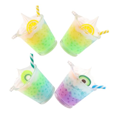 Toyvian 4 Stück Mini-obstbecher Aus Kunststoff Mit Doppelfarbigem Dessertbecher-Charm Für Schmuck Schlüsselanhänger Basteln von Toyvian