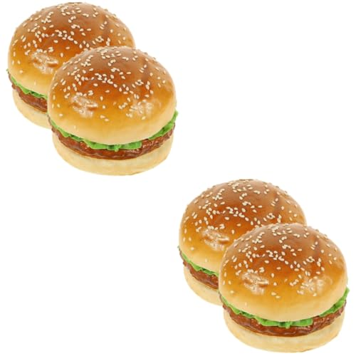 Toyvian 4 Stück Simuliertes Hamburger-Modell gefälschter Hamburger Eimer mit Hähnchenkeulen für EIS tortendeko Einschulung Ornament gefälschter Burger PU-Burger-Modelle von Toyvian