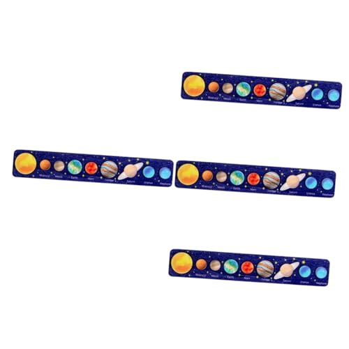 Toyvian 4 Stück Sonnensystem-Puzzle interaktives Spielzeug Kinder Puzzle Babyspielzeug Lernpuzzlespielzeug Rätsel Kinderspielzeug Universum-Matching-Board passendes Holzpuzzle hölzern von Toyvian