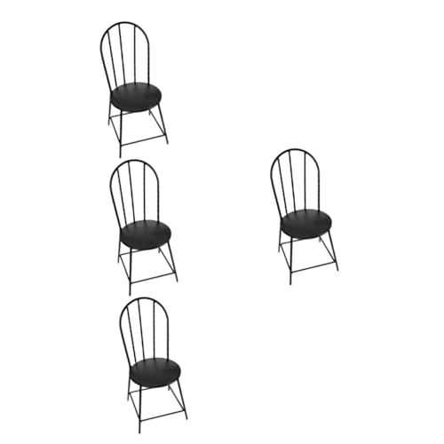 Toyvian 4 Stück Stuhl Ornamente Esszimmerstuhl Stühle Für Eitelkeit Schminkstühle Puppenhaus-ministuhl Puppenhaus Möbel Stuhl Zubehör Für Puppenhausmöbel Schmiedeeisen Rückenlehne von Toyvian