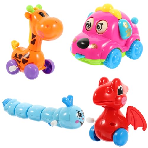 Toyvian 4 Stück Teiliges Aufziehspielzeug aus Robustem mit Tierischen Motiven Sichere Wind up Mechanik für Spielerische Bewegung Farbenfrohe Cartoonfiguren als Lustiges Zufällige Farbe von Toyvian