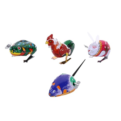 Toyvian 4 Stück Teiliges Blechspielzeug Aufziehbare Tiere Springende Kinderspielzeuge Retro Stil Bunte Mischung für Jungen und Mädchen Umweltfreundlich ohne Batterie Geschenkidee von Toyvian