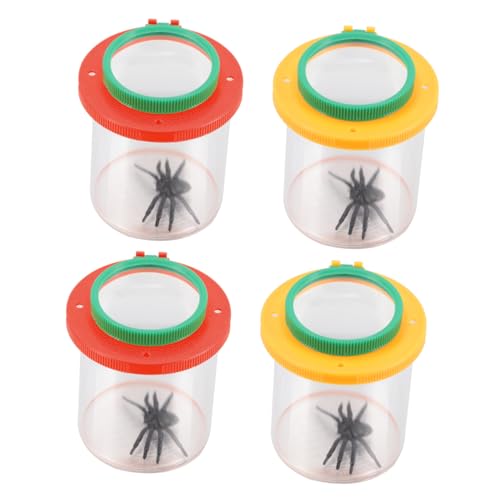 Toyvian 4 Stück Teiliges Insekten Beobachtungsset für Lupenbecher aus Kunststoff mit Acryl Handliches Vergrößerungsglas Sicherer Käfig zur Naturerkundung für Wissenschaftliche Experimente von Toyvian