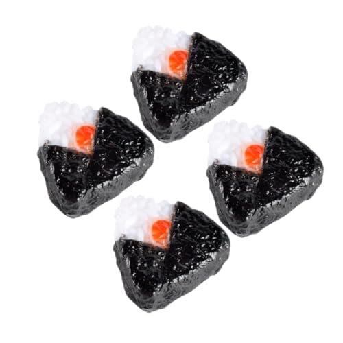 Toyvian 4 Stück Teiliges Japanische Snacks Simulierte Reisball Modelle für Tischdeko und Puppenhaus Mini Triangel Seetang Reisbällchen Ornamente Kreative Lebensszenen von Toyvian