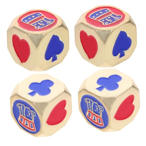 Toyvian 4 Stück Teiliges Metall Poker Robuste Spielwürfel für Poker und Brettspiele für Partys und Bars Leicht und Tragbar aus Langlebigem Metall Gefertigt von Toyvian