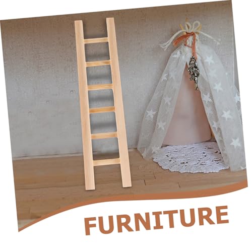 Toyvian 4 Stück Teiliges Mini Holzleiter Detailgetreue Miniaturleiter aus Holz DIY Zubehör für Puppenhaus und Feengarten Dekoration Robuste Holztreppe für Landschaftsmodell Naturfarben von Toyvian