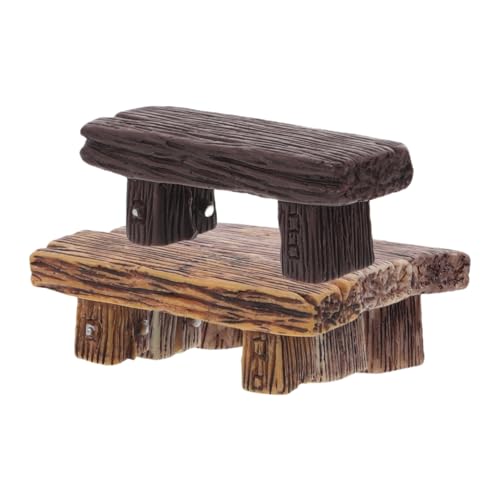 Toyvian 4 Stück Teiliges Miniatur Retro Bänke aus Resin Realistische Holzstruktur Vintage Stil DIY Dekoration für Puppenhaus Farblich Sortiert von Toyvian