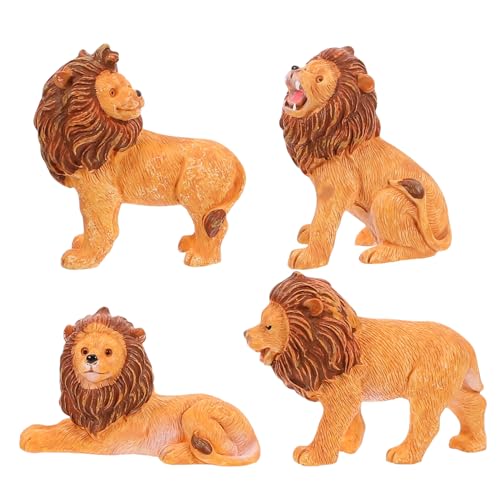 Toyvian 4 Stück Teiliges Realistische Löwenfiguren Miniatur Tierskulpturen für DIY Garten und Heimdekoration Wetterbeständige Resinstatuen für Kreative von Toyvian