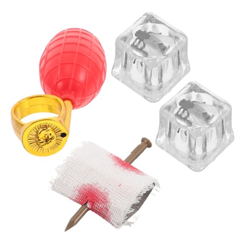 Toyvian 4 Stück Teiliges Schabernack Set Wasser-spritzring Fake Nagel Durch Finger mit Realistischen Insekten Eiswürfeln Party Toys für Halloween Karneval und Aprilscherz von Toyvian