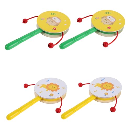 Toyvian 4 Stück Teiliges Schlaginstrument Holz Rasseltrommel Set mit und Eulendesign Handgehaltene Rhythmus Maracas aus Natürlichem Holz für Frühkindliche Musikalische von Toyvian