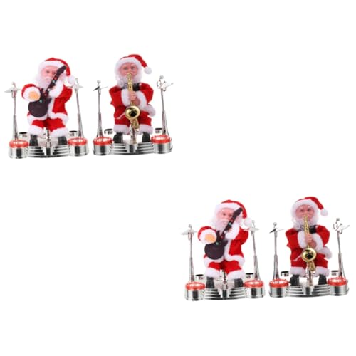 Toyvian 4 Stück Weihnachtspuppe Ornament Für Kinder Weihnachtsmann Figur Spielzeug Weihnachtsplüsch-Sankt-Spielzeug Lockenstab Mit Heißer Bürste Weihnachten Stoff Elektronische Orgel Rot von Toyvian