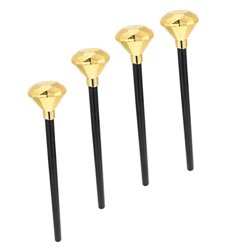 Toyvian 4 Stück Zauberstab Diamant- - Halloween- Halloween-Requisite Verkleidungsstab Rollenspiel-zepterspielzeug Königszepter Plastik Golden von Toyvian