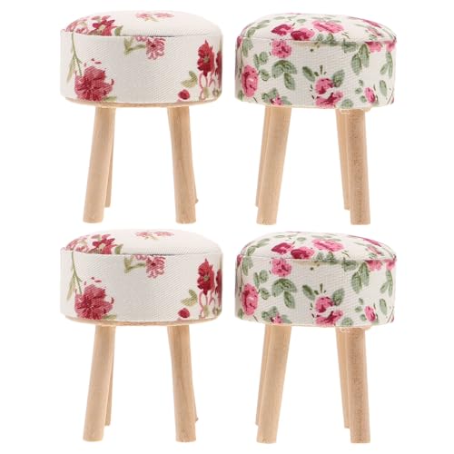 Toyvian 4-teiliger Puppenhaushocker: Miniatur-Hocker im Maßstab 1:12, rund, gepolstert, Holzornament für Mini-Hausdekor und Mikroszenen-Dekoration Toyvian 4-teiliger Puppenhaushocker: Miniatur-Hocker im Maßstab 1:12, rund, gepolstert, Holzornament für Mini-Hausdekor und Mikroszenen-Dekoration von Toyvian