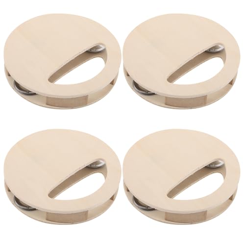 Toyvian 4-teiliges, unbemaltes Holzrassel-Trommel-Set für Kinder, DIY-Bastelset, Holz, Baby-Sensorik-Spielzeug für die frühe Entwicklung, Montessori-Musikinstrument von Toyvian