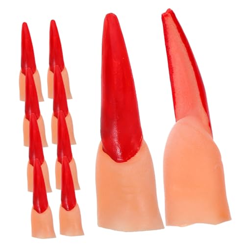 Toyvian 40 Stück Halloween Gefälschte Finger Gruselige Fingernagelabdeckungen Finger Simulieren Blutige Falsche Simulierter Abgetrennter Vinyl Rot von Toyvian