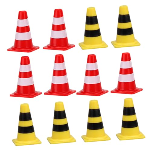 Toyvian 40 Stück Teiliges Mini Verkehrsschild Spielset aus Bunte Verkehrsleitkegel Rot und Gelb Pädagogisches Lernspielzeug für Baustellen und Verkehrssimulation Fördert von Toyvian