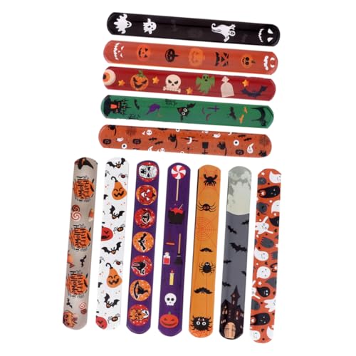 Toyvian 48 Stück Pop-Kreis-Armbänder Party- Und Festival-Zubehör Halloween Leuchtende Halloween-Ringe Leckerli-Schnapparmbänder Armbänder Slap-Ringe Handschlaufe Zufällige Farbe von Toyvian