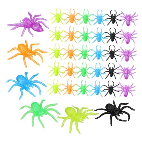 Toyvian 48 Stück Teiliges Halloween Deko mit Realistischen Dehnbaren Spinnen aus Flexiblem TPR Material Leuchtenden Farben Langlebige Partyartikel für Gruselige Halloween Feiern und von Toyvian