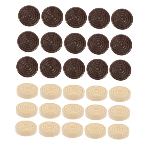 Toyvian 48 Stück Teiliges Holz Damenspiel Zubehör Runde Glatte Spielsteine in Natur und Dunkelbraun Leicht Handlich und Tragbar für und Brettspiele von Toyvian