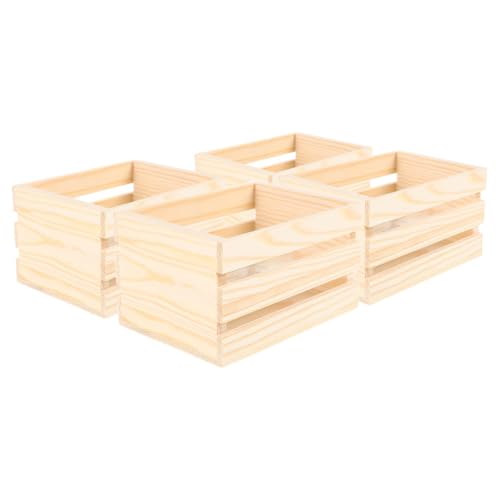 Toyvian 4Pcs Puppenhaus Aufbewahrung Korb Mini Ornamente Puppenhaus Accessoires Mini Trep Play Things Mini Kisten Dekorative Mini Kisten Für Handwerk Dollhouse Dekorationen Beige Wood von Toyvian