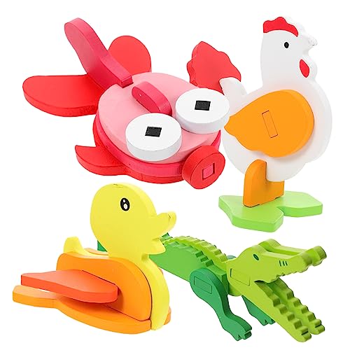 Toyvian 4Sätze Holzpuzzle Tierformen Für Teiliges Aus Hochwertigem Holz Fördert Frühe Bildung Hand Auge Koordination Und Logisches Für Kleinkinder Ab Jahren von Toyvian