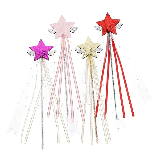 Toyvian 4Stücke Feenstäbe mit Band Design für Sternform Leuchtend und Parties Cosplay und Tanzaufführungen von Toyvian