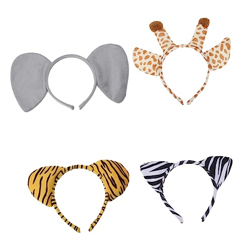 Toyvian 4Stücke Tierohren Haarreifen Tiger Elefant Zebra Giraffe Cosplay Haarschmuck für Erwachsene für Karneval Halloween und Mottopartys Toyvian 4Stücke Tierohren Haarreifen Tiger Elefant Zebra Giraffe Cosplay Haarschmuck für Erwachsene für Karneval Halloween und Mottopartys von Toyvian