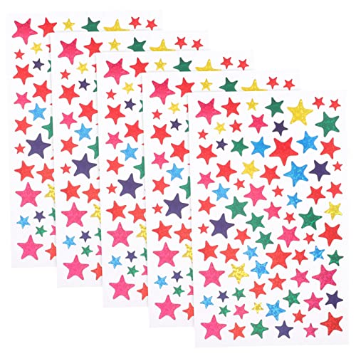 Toyvian 5 Blätter Star-Belohnungsaufkleber Aufkleber Stickers for namenssticker schulaufkleber Sternaufkleber für Kinderbelohnung Sternaufkleber zum Basteln PVC Colorful von Toyvian