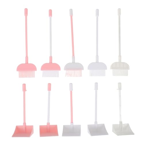 Toyvian 5 Sätze Besen Kehrschaufel Set für Puppen Miniatur Dollhouse Reinigungszubehör mit Kindersicheren Materialien für Puppenhaus Dekoration und Rollenspiel von Toyvian