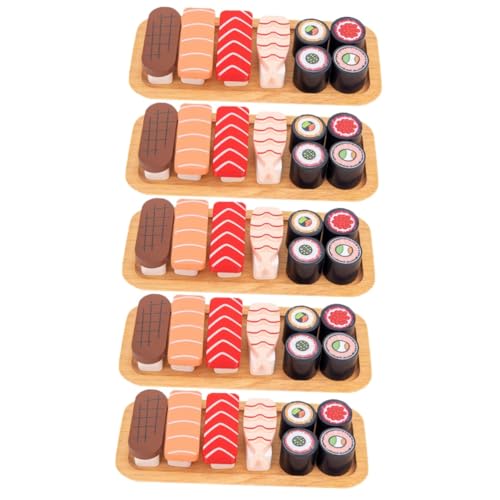 Toyvian 5 Sätze Kognitives Spielzeug Für Lebensmittel Säuglingsanzug Fake Sushi Für Kinder Spielküche Praktisches Spielzeug Sushi-Simulation Zubehör Hölzern Mädchen Magnet von Toyvian