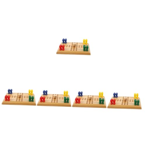 Toyvian 5 Sätze Mini-Ludo Fliegendes Schachspielzeug Schach Für Kinder Partyschachspielzeug Interessante Schachspiele Reiseschach Bambus Tragbar Individuell Schachset von Toyvian