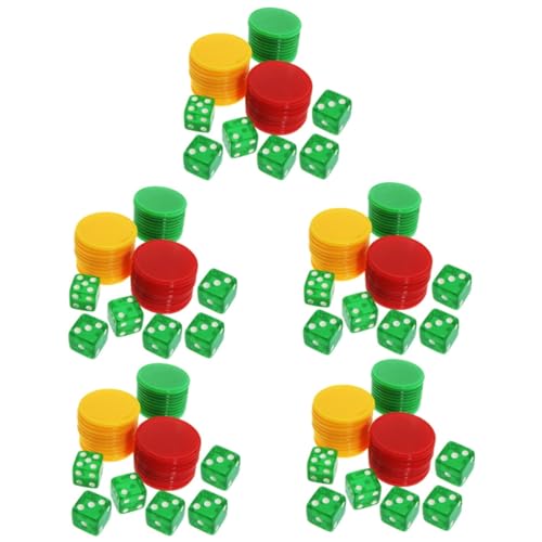 Toyvian 5 Sätze Würfel-chip-Set Farbzählchip Klassisches Spielzeug Bingo-Chips Zählen Bingo- Für Bingo Anzüge Für Kinder Leere Spielchips Lustige Spiele Kunststoff Acryl Tragbar von Toyvian