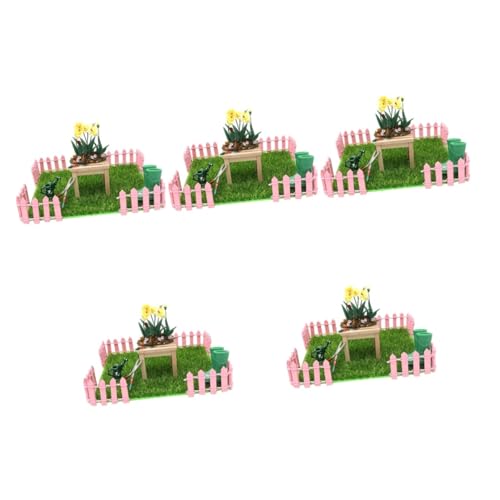 Toyvian 5 Sets Mini Garten Set Zum Dekorieren Puppenhaus Set Dekorationen Basteln DIY Mini Ornament Foto Requisite Kleine Garten Dekoration Winziges Modell Zaun Mini von Toyvian