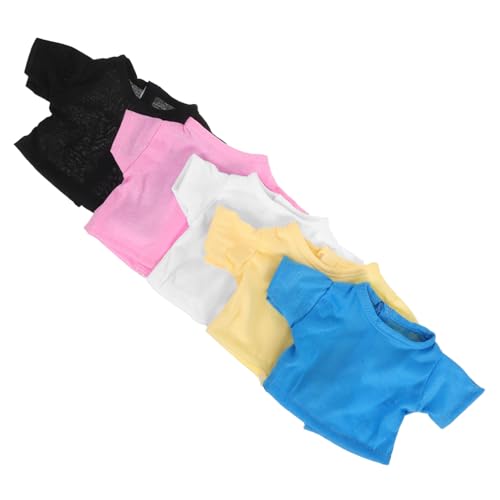 Toyvian 5 Stück Bären T Shirts für Stofftiere Kurzarm Einfarbig Komfortable Kleidung für Puppen und Kuscheltiere von Toyvian
