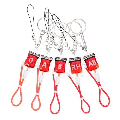 Toyvian 5 Stück Blutgruppen Schlüsselanhänger Halloween Taschen Anhänger Charm Keyring für Schlüssel und Handy Dekoration Geschenk Partyaccessoire von Toyvian
