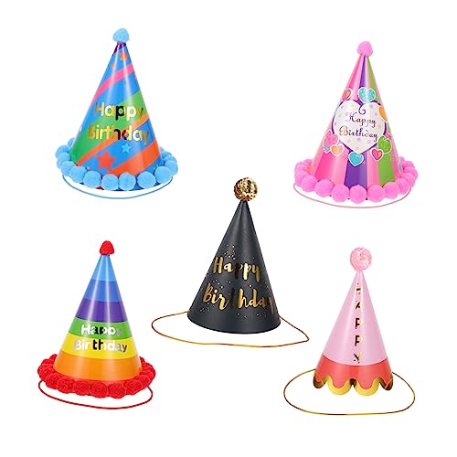 Toyvian 5 Stück Geburtstagshut Kleinkind Partykappe Partyhüte Für Erwachsene Regenbogen Geburtstagskappe Nationaler Haustiertag Kegelpartyhüte Erwachsenenkappe von Toyvian