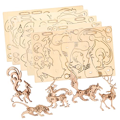 Toyvian 5 Stück Holzpuzzle Kleinkindspielzeug Rätsel Spiele Bastelt EIN 3D-Puzzle Hund Tiere Bausteine Puzzlematte 3D-Tiere-Puzzle-kit 3D-Puzzles Für Erwachsene Tiere DIY Montage Hölzern von Toyvian