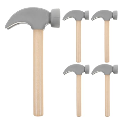 Toyvian 5 Stück Kinder-Simulations-Holzhammer-Spielzeug, Kleiner Klauenhammer für Kleinkinder, Schlagwerkzeuge für Kleinkinder, Rollenspiel-Wartung für Geburtstagsparty-Zubehör von Toyvian