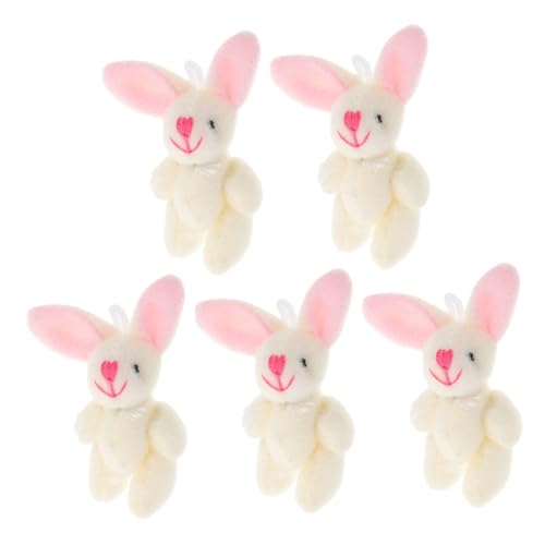 Toyvian 5 Stück Miniature Jointed Rabbit Figures Süße Plüschkaninchen für Heimdekoration Büro und Kinderzimmer Geschenkidee von Toyvian