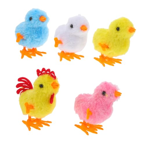 Toyvian 5 Stück Simulation Küken Kleinkind Huhn Kuscheltiere Ostern Party Gastgeschenke Tierdekor Tierfiguren Aufziehspielzeug Uhrwerk Realistische Nutztiere Kunststoff von Toyvian