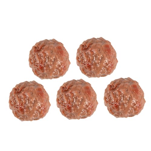 Toyvian 5 Stück Simuliertes Rindfleischballmodell Anzeige Essen künstlich gefälscht Kunststoff-Beefball Fotoprop für Küche Party-Requisite Simulation Rindfleisch-Fleischbällchen PVC Brown von Toyvian