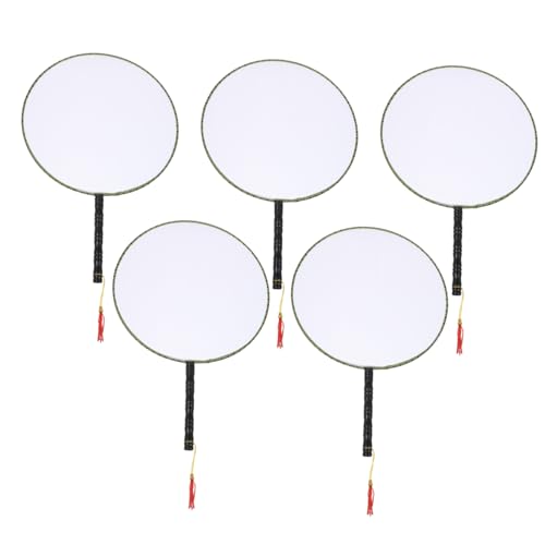 Toyvian 5 Stück Teiliges Blanko DIY Handbemalter Fächer aus Spinnseide Bastelmaterial für Kindergarten mit Hängekordel Fördert Kreativität und Hand Sehkraft Koordination von Toyvian